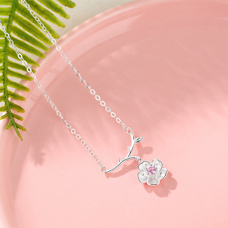 Flower Clavicle Necklace S925 Sterling Silver Necklace - WOMONA.COM