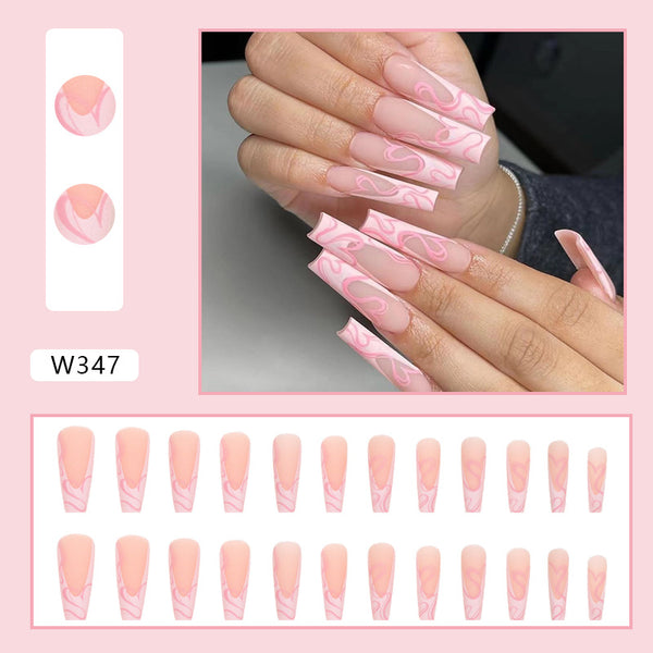 Heart Stripe Fake Nails - WOMONA.COM