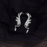 Wings rhinestone tassel earrings - WOMONA.COM