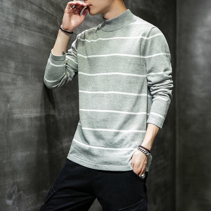 Men's Striped Half-Turtleneck Sweater