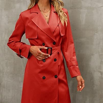 Gabardina informal cruzada de moda de otoño para mujer de estilo europeo y americano