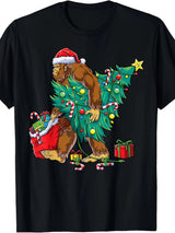 Bigfoot Weihnachtsbaum Lampe Weihnachten Junge Männer Bigfoot Enthusiasten Männer Casual Bequeme T-shirt