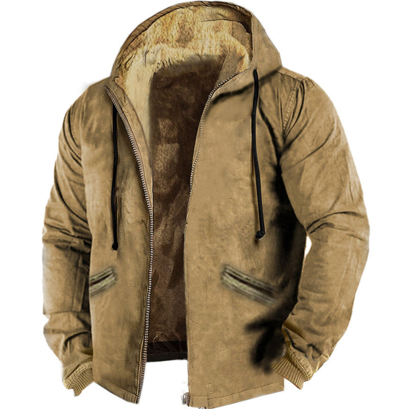 Brown Lining Cotton-padded Jacket - WOMONA.COM