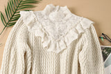 Round neck stitching knit sweater - WOMONA.COM