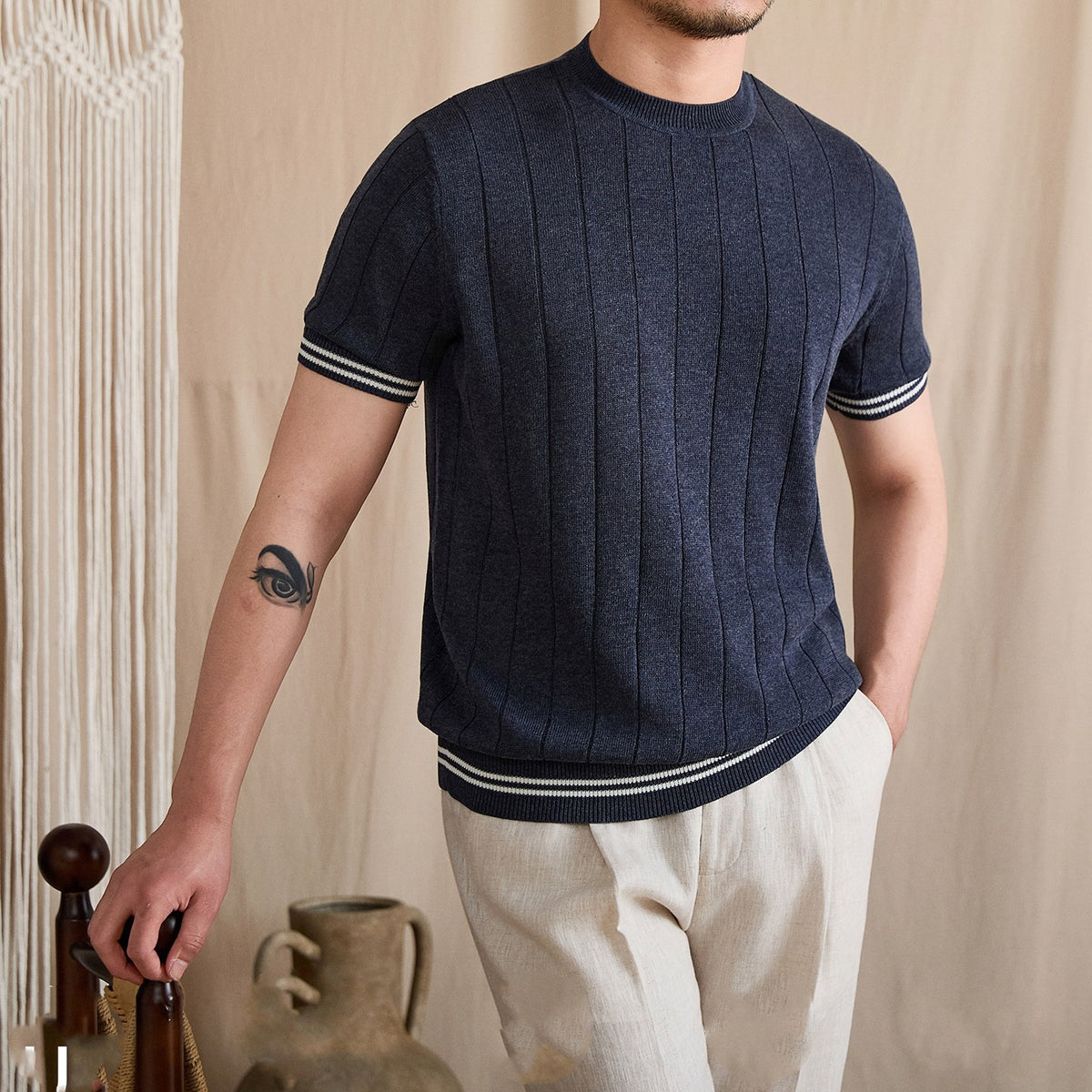 Breathable Slim-Fit Preppy-Style T-Shirt For Men