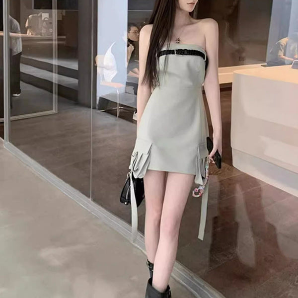 Trendy Ladies Braided Belt Slim Suit Dress - WOMONA.COM