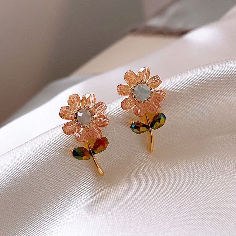 Flower925 silver earrings - WOMONA.COM