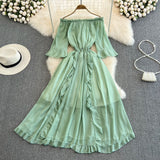 Women's Temperament Leisure Ruffled Chiffon Dress - WOMONA.COM