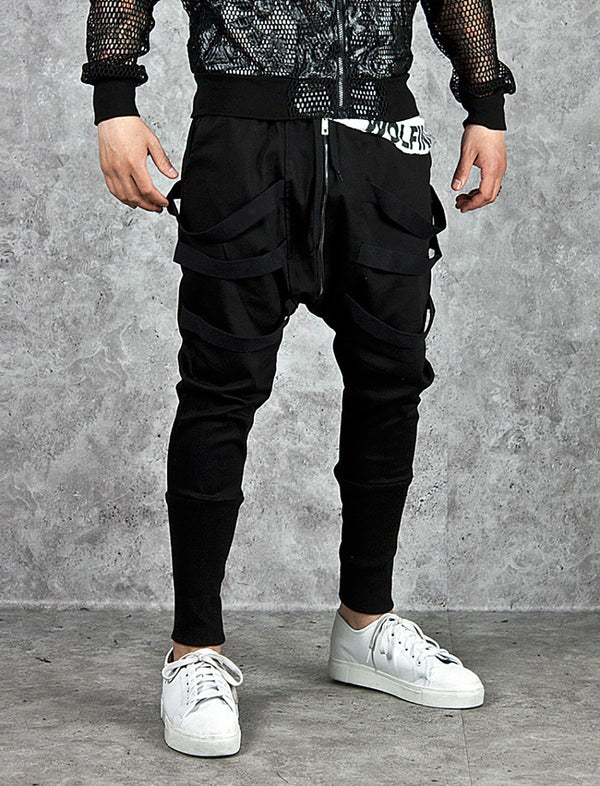 Low Crotch Cross Pants Casual Sports Trousers Men - WOMONA.COM