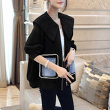 Contrast Patchwork Doll Collar Short Coat - WOMONA.COM