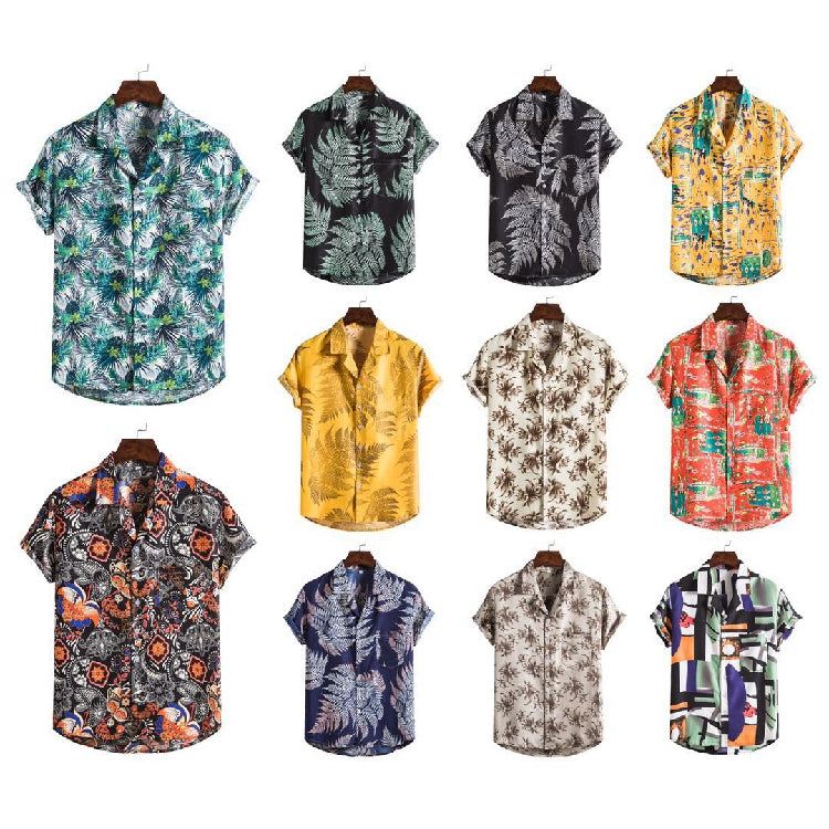 Men Short sleeved beach shirts men - WOMONA.COM