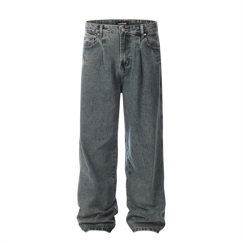 Men's Distressed Washed Loose Jeans