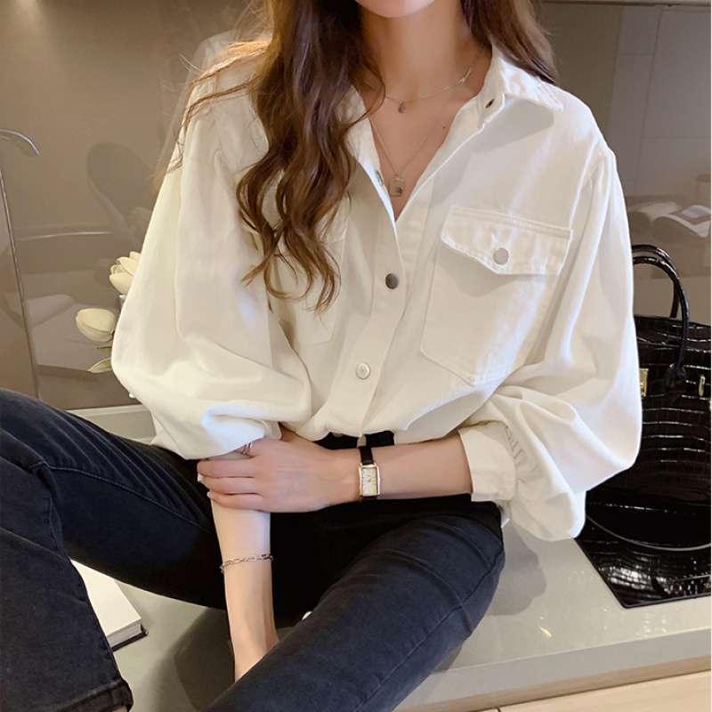 Blouses Shirts Women Spring Pockets Long Sleeve Fashion - WOMONA.COM