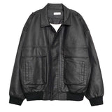 Men's Loose Retro Lapel Leather Jacket - WOMONA.COM