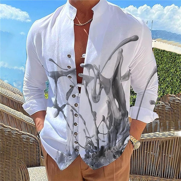 Camisa con estampado digital 3D informal y sencilla para hombre