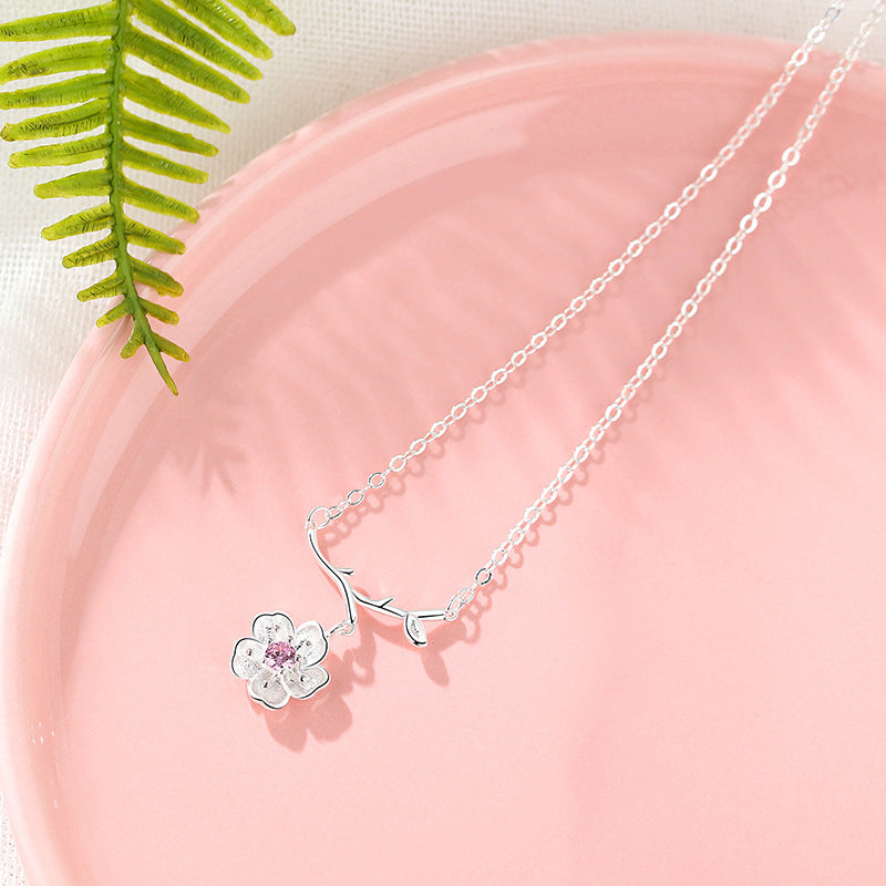 Flower Clavicle Necklace S925 Sterling Silver Necklace - WOMONA.COM