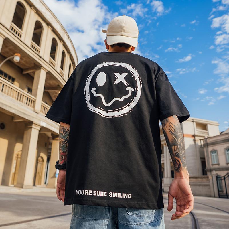 Smiley T-shirt men short sleeve - WOMONA.COM