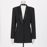 Dignified Hollow Backless Design Solid Color Suit Coat