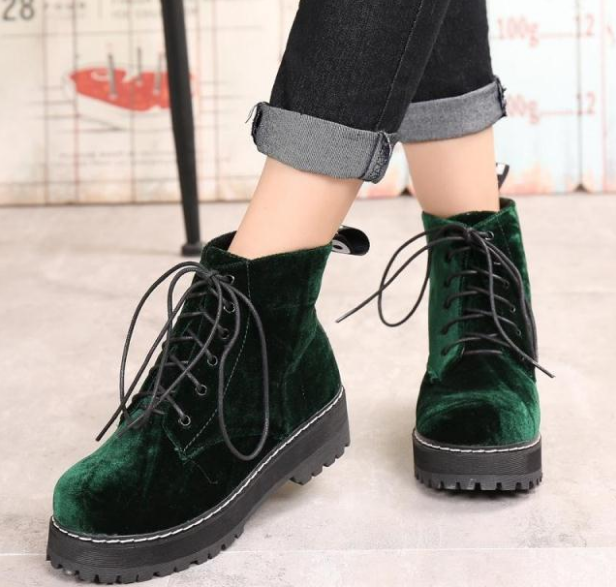 Vintage boots velvet straps ankle boots - WOMONA.COM