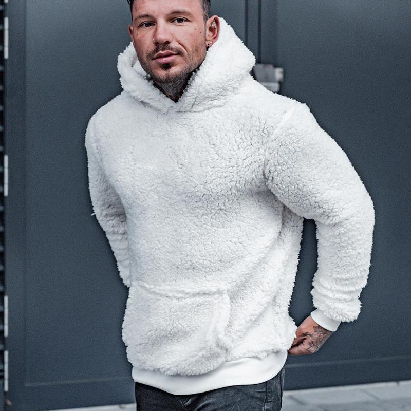 Fashion Solid Color Men's Long Sleeve Plush Hoodie - WOMONA.COM