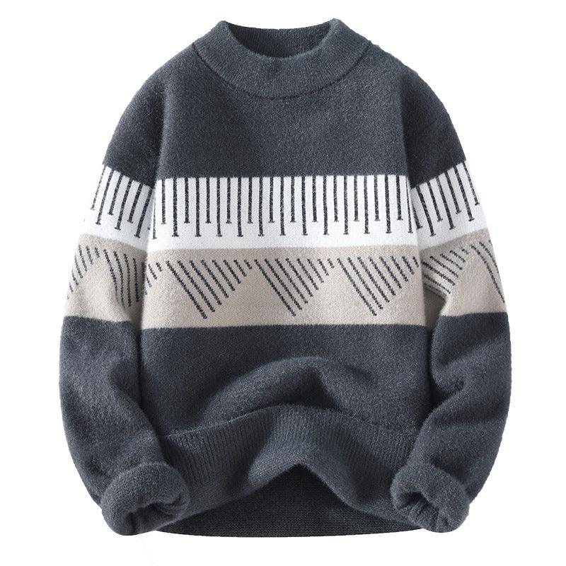 New Half Turtleneck Faux Mink Cashmere Sweater Men - WOMONA.COM