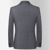 Men's Fashion Casual Knitted Plaid Stretch Suit Jacket - WOMONA.COM