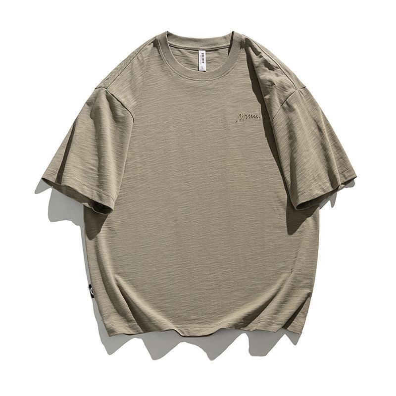 Simple Embroidered Cotton T-shirt For Men - WOMONA.COM