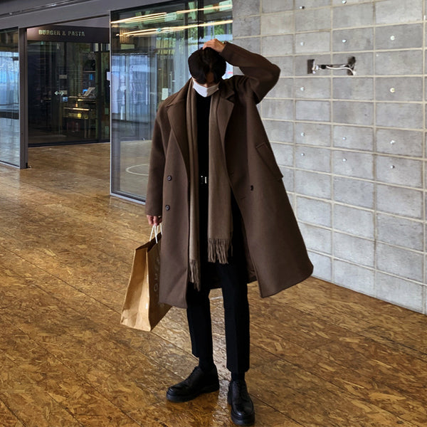 Double Breasted Woolen Coat Men's