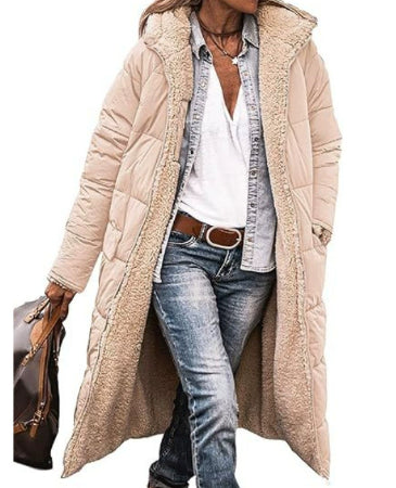 Women's hooded raglan-sleeve pocket coat