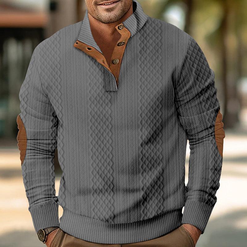 Men's Sweater Half Cardigan Jacquard - WOMONA.COM