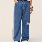 Men's Loose Hole Pocket Jeans - WOMONA.COM