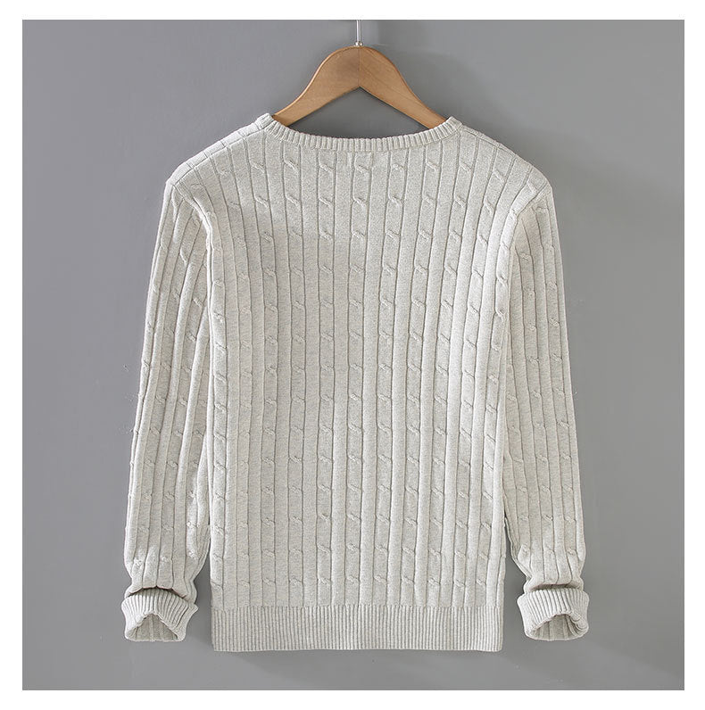 Thick Needle Solid Color Knitwear Sweater Twist Slim Fit - WOMONA.COM