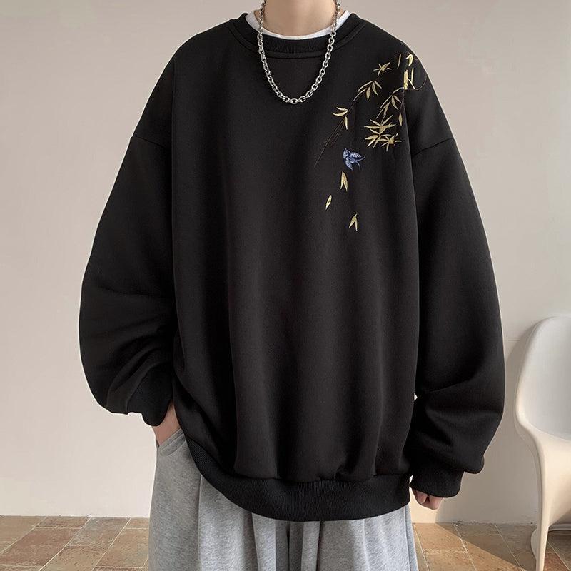 Fashion Round Neck Sweater Men's Embroidery - WOMONA.COM