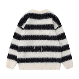 American Style Trend Contrast Color Striped Loose Sweater - WOMONA.COM