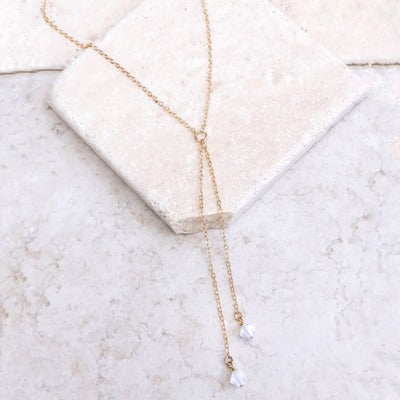 White pointed crystal necklace - WOMONA.COM