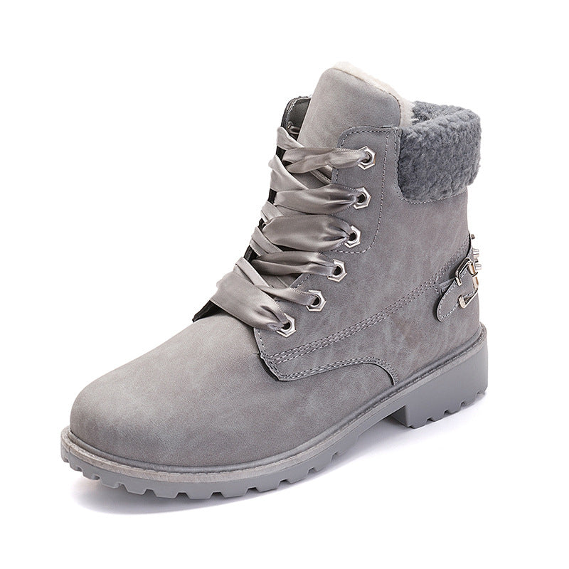 Plus velvet warm short boots rivet women - WOMONA.COM