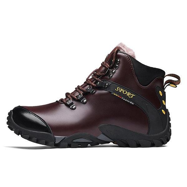 Winter Boots With Fur Casual Warm Snow Leather Work Boots Men - WOMONA.COM