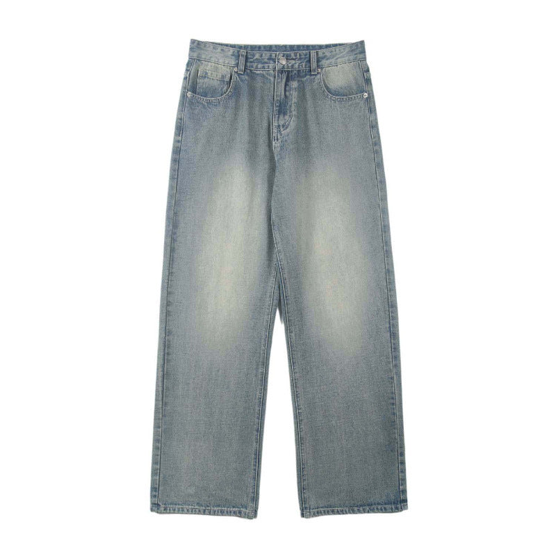 Men's Loose Ice Blue Trousers American Style - WOMONA.COM