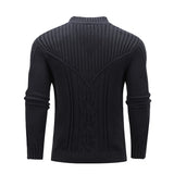 Fashion Men Solid Color Warm Jacquard Men Sweater - WOMONA.COM