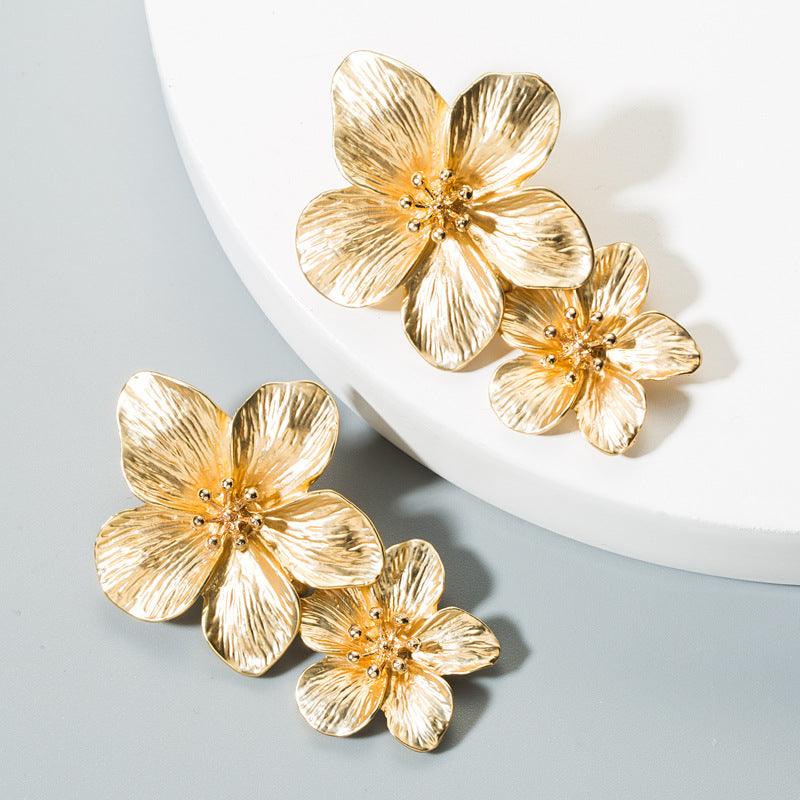 Gold-Tone Flower Petal Earrings