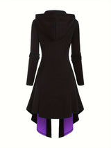 Gothic Style New Hooded Color Matching Mid-length Dress - WOMONA.COM