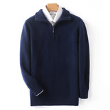 Wool Knit Men's Pullover Lapel Zip-up Shirt - WOMONA.COM