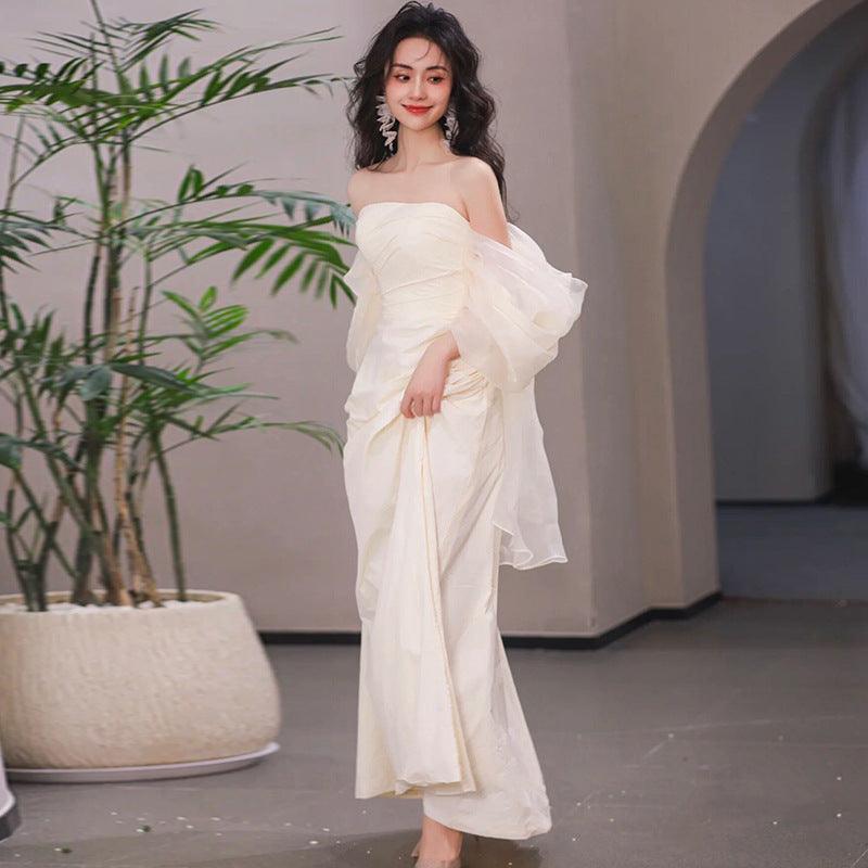 Tube Top Light Wedding Dress Bride Simple Long - WOMONA.COM