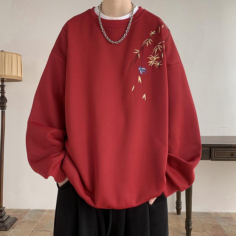 Fashion Round Neck Sweater Men's Embroidery - WOMONA.COM