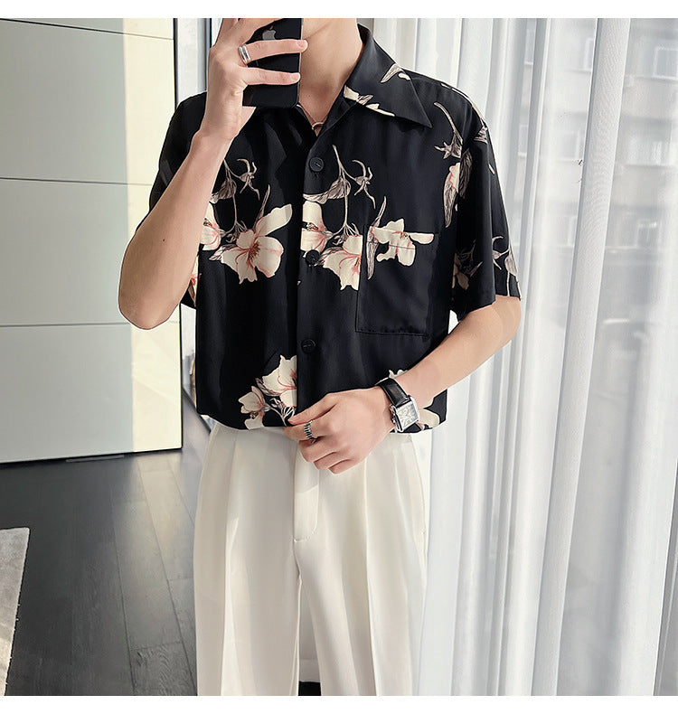 Summer Drape Thin Floral Shirt For Men