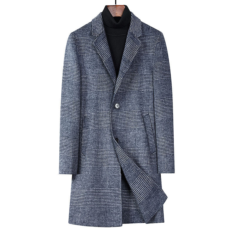 Men's Fashion Plaid Double-sided Woolen Coat - WOMONA.COM