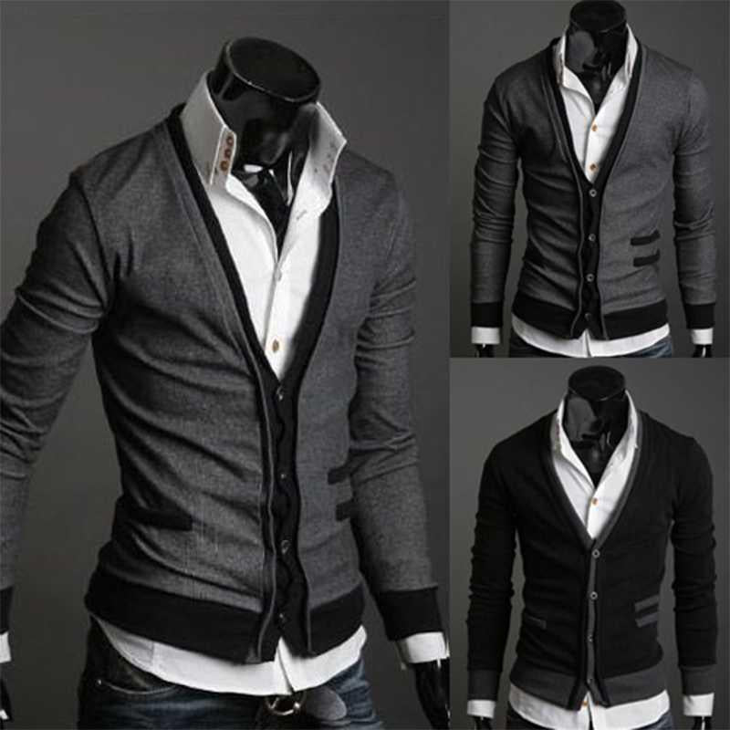 Men's black oversized knit cardigan jacket