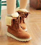 Frosted fur boots snow boots Lace Up Boots - WOMONA.COM