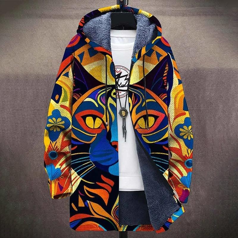Men's Digital Printed Stand Collar Jacket - WOMONA.COM