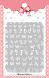 Black Butterfly Nails Stickers Decals White Flower Adhesive Manicure - WOMONA.COM